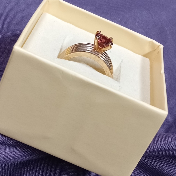 Sterling Silver 925 Gold Tone Pink Gemstone  Ring size 6 - Picture 4 of 13